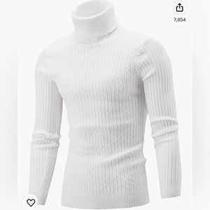 Men's Casual Slim Fit Turtleneck Pullover Sweater with Twist Pattern, Size Large